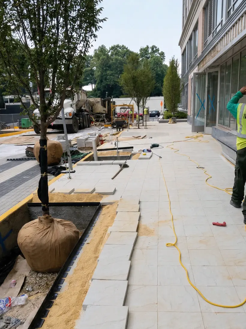 Street tree planting with a burlap root ball