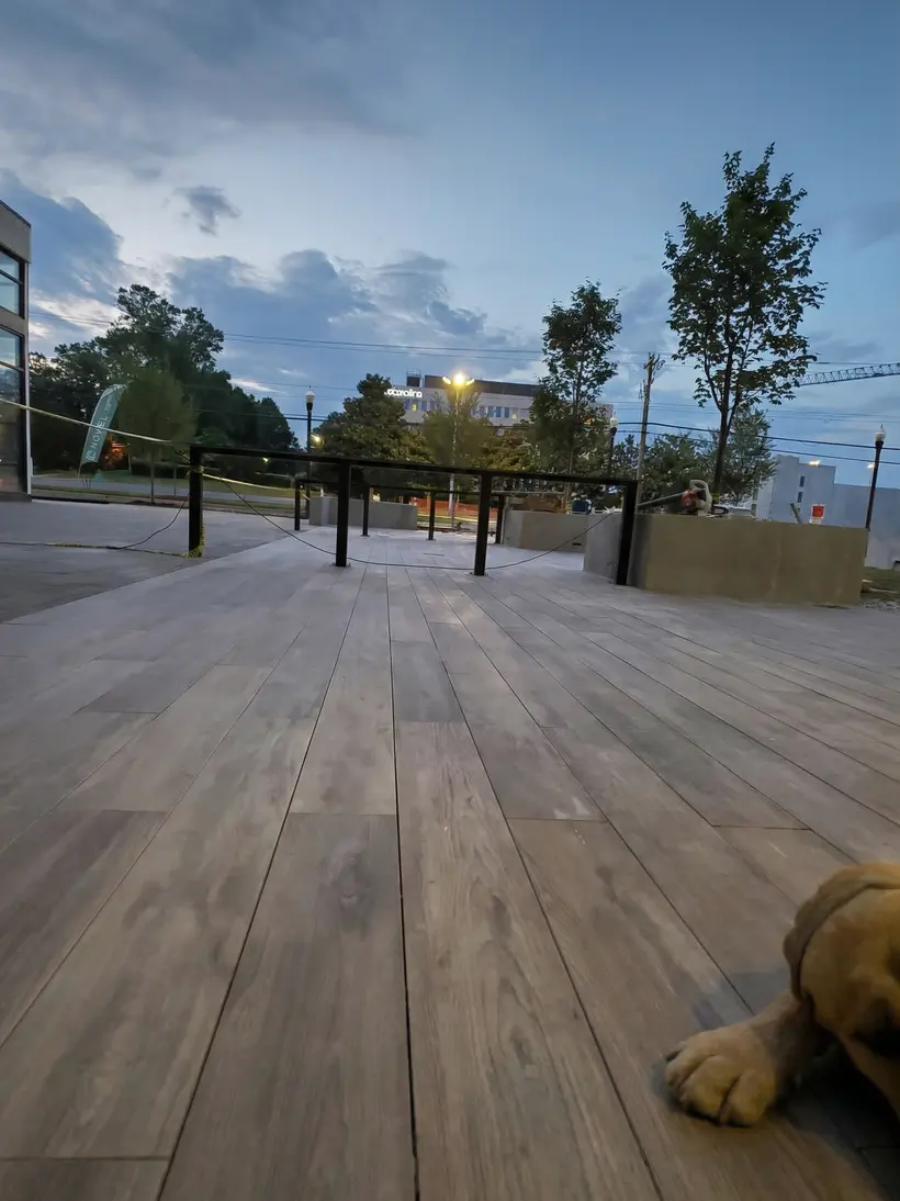 Rooftop terrace at dusk