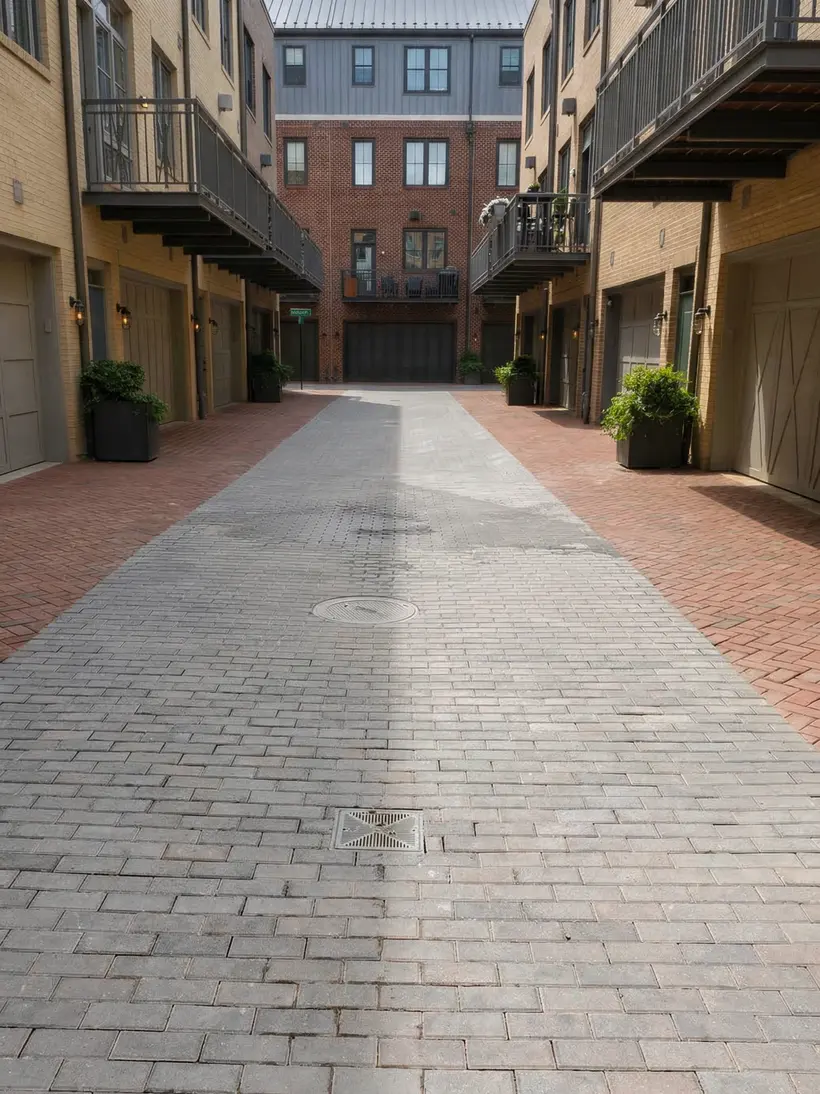Brick paver alley between townhomes