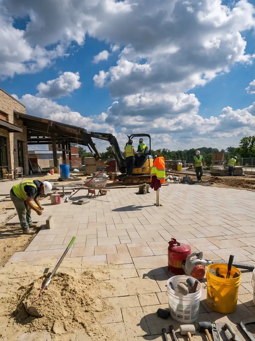 Hand-setting pavers with a mallet